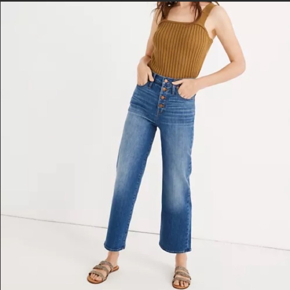Madewell slim wide leg crop four button jeans